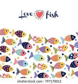 Cute postcard with decorative fish.