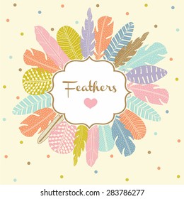 Cute postcard with feathers.