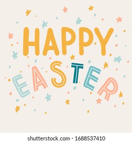 Cute postcard Happy Easter on light background