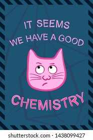 Cute postcard with lettering and cat. Cats motivation postcard.