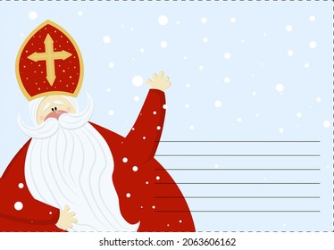 Cute Postkarte für St. Nicholas (Sinterklaas) - Grußkarte oder Banner. Vektorgrafik des Nikolaus-Tages.