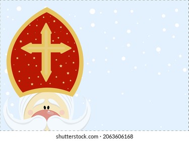 Postal mate para San Nicolás (Sinterklaas) - tarjeta de felicitación o pancarta. Ilustración vectorial del Día de San Nicolás.