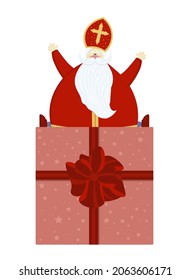 Postal mate para San Nicolás (Sinterklaas) - tarjeta de felicitación o pancarta. Ilustración vectorial del Día de San Nicolás.