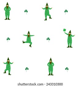 Cute postcard for Saint Patrick's Day and seamless pattern