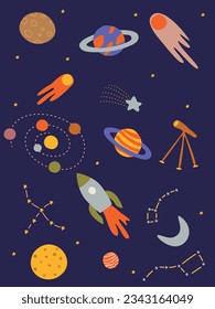 cute postcard with space elements