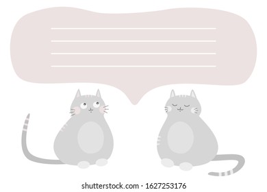 Cute postcard with two happy cats. Vector illustration.