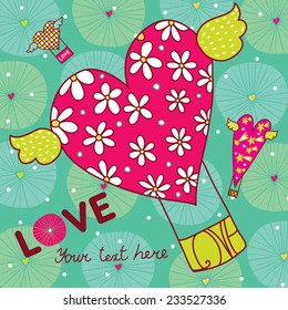 Cute postcard. Vector. Valentine day.