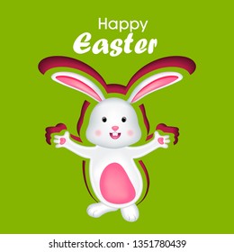 Cute poster for Easter Egg with ears of a rabbit. Vector template for banners, flyers and invitation cards - Vector
