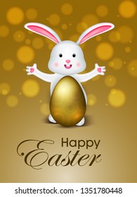 Cute poster for Easter Egg with ears of a rabbit. Vector template for banners, flyers and invitation cards - Vector
