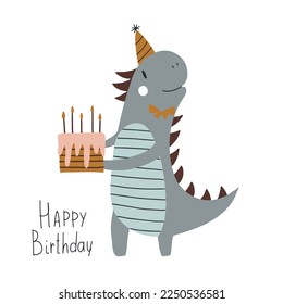 Cute poster with small dinosaur vector print for kids room, baby shower, greeting cards, baby and kids t-shirts and clothes.