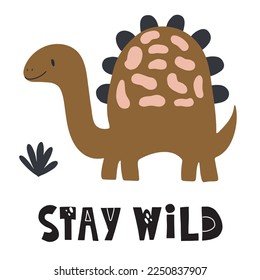 Cute poster with small dinosaur vector print for kids room, baby shower, greeting cards, baby and kids t-shirts and clothes.
