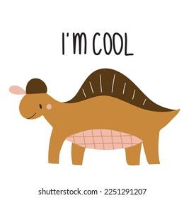 Cute poster with small dinosaur vector print for kids room, baby shower, greeting cards, baby and kids t-shirts and clothes.