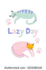 Ritziges Plakat mit Vektorschlachtkatzen. Schöner Tag. Kinderkarte mit Tieren.