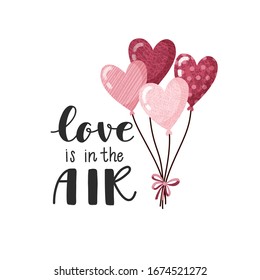 afiches lindos con globos, ilustración vectorial de una pareja en el amor