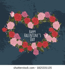 Cute posters with valentines day elements greetings, heart shape frame, vector illustration in flat cartoon style. Flyers, invitation, poster, brochure, banner.