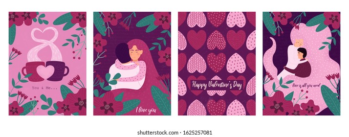 Cute posters, valentines day greetings vector illustration of a couple in love. Flyers, invitation, poster, brochure, banner.