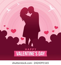 cute posters, valentines day greetings, heart shape frame, vector illustration of a couple in love. Flyers, invitation, poster, brochure, banner.