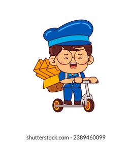 cute postman boy cartoon character