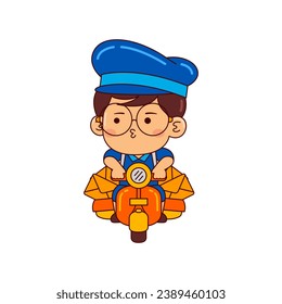 cute postman boy cartoon character