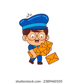 cute postman boy cartoon character