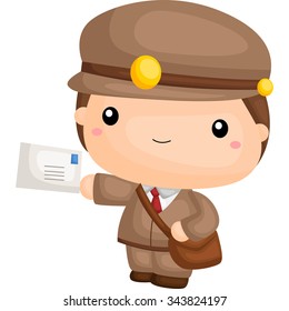 Cute Postman Delivering Letter