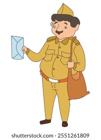 Cute postman delivering letters vector