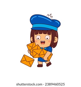 cute postman girl cartoon character