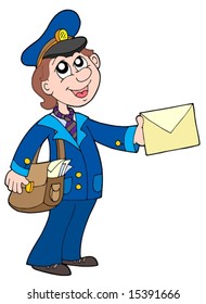 Cute postman with letter - vector illustration.