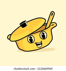 Cute pot character vector illustration