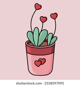 Cute pot of hearts for valentine's day