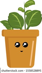 Cute pot, illustration, vector on white background.