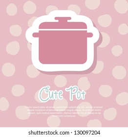 cute pot over pink background. vector illustration