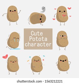 cute potato cartoon character with variety emotion vector