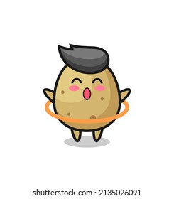 cute potato cartoon is playing hula hoop , cute style design for t shirt, sticker, logo element