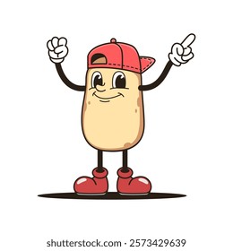 cute potato cartoon wearing a hat on a white background