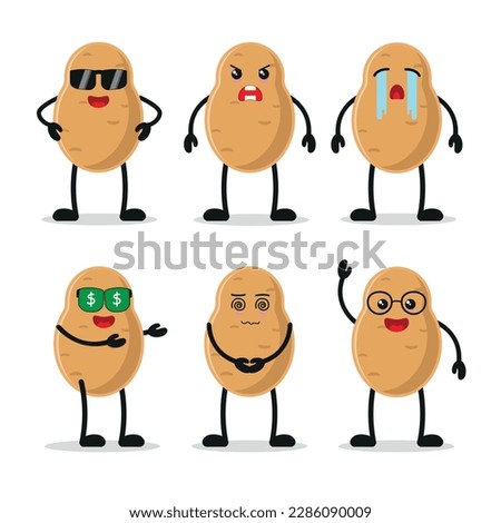 cute potato character design with various activity face expression