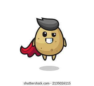 the cute potato character as a flying superhero , cute style design for t shirt, sticker, logo element