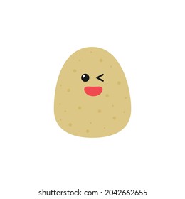 Cute potato character smiling happily. vector flat design isolated on white background.