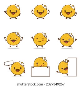 cute potato chips cartoon. with happy facial expressions and different poses, isolated on a white background