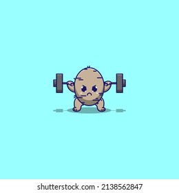 cute potato doing weight training