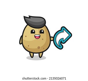 cute potato hold social media share symbol , cute style design for t shirt, sticker, logo element