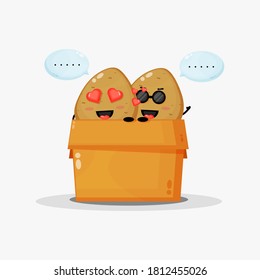 Cute potato mascot in the box