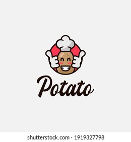 Cute Potato Mascot Logo, Flat Design, Vector Eps 10