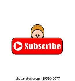 Cute potato mascot vector design carrying a subscribe button