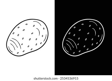 Cute potato silhouette vector  icon isolated on white background.	