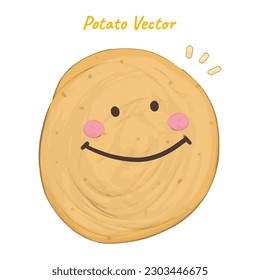 Cute potato smile face vegetable oil paint vector