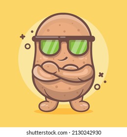 cute potato vegetable character mascot with cool gesture isolated cartoon in flat style design