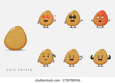 Cute potato vegetable mascot set