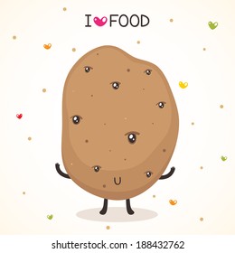 Cute potatoes with eyes, vector.