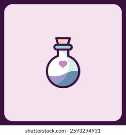 Cute potion bottle with a heart, love potion concept illustration